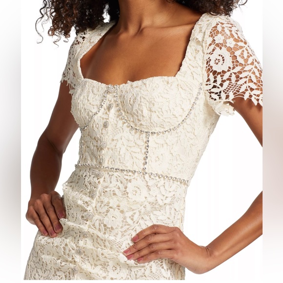 NWT Self-Portrait Lace & Crystal Midi-Dress Size US 6 - Picture 7 of 9